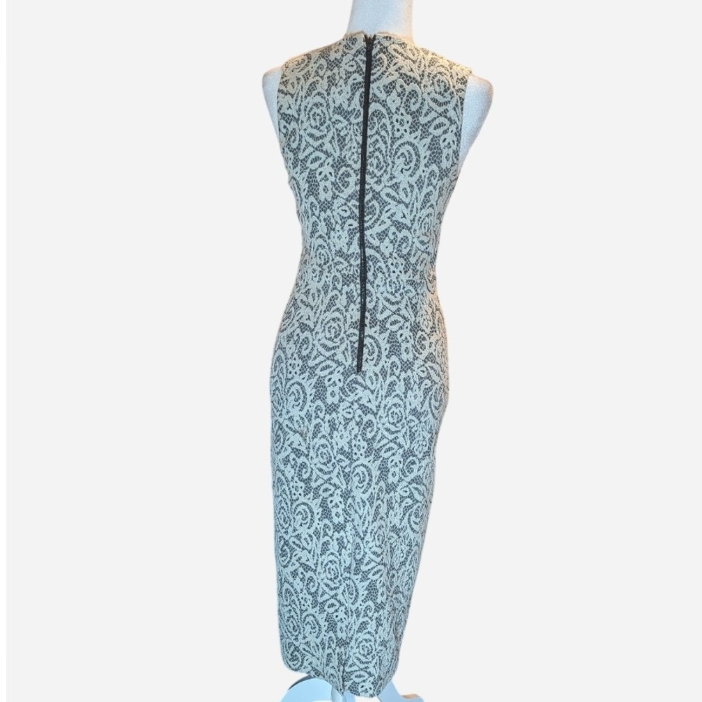Pre-owned Alice+Olivia Lilia Lace Textured Plunge V Neck Midi Sheath Dress - Picture 7 of 16